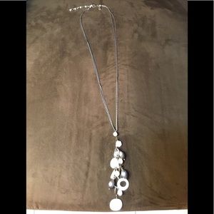 White black house market silver tone long necklace